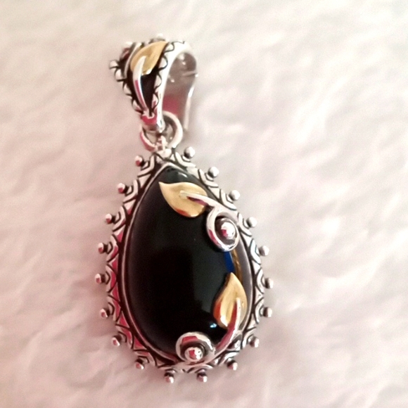 Barbara Bixby Jewelry - BARBARA BIXBY BLACK ONYX, STERLING SILVER AND 18K GOLD ENHANCER